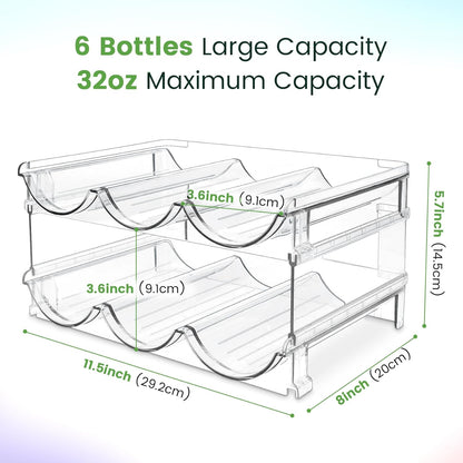 Effortlessly Organize Your Water Bottles with Our Stackable 2-Pack Water Bottle Storage Rack - Perfect for Cabinets and Refrigerators!