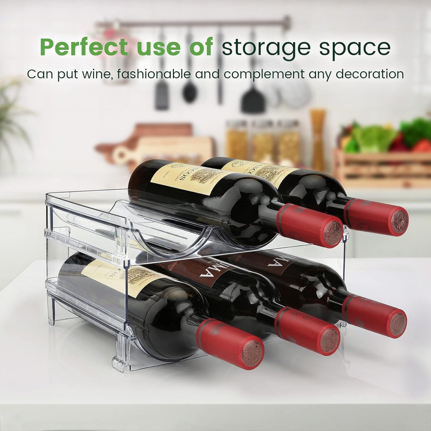 Effortlessly Organize Your Water Bottles with Our Stackable 2-Pack Water Bottle Storage Rack - Perfect for Cabinets and Refrigerators!