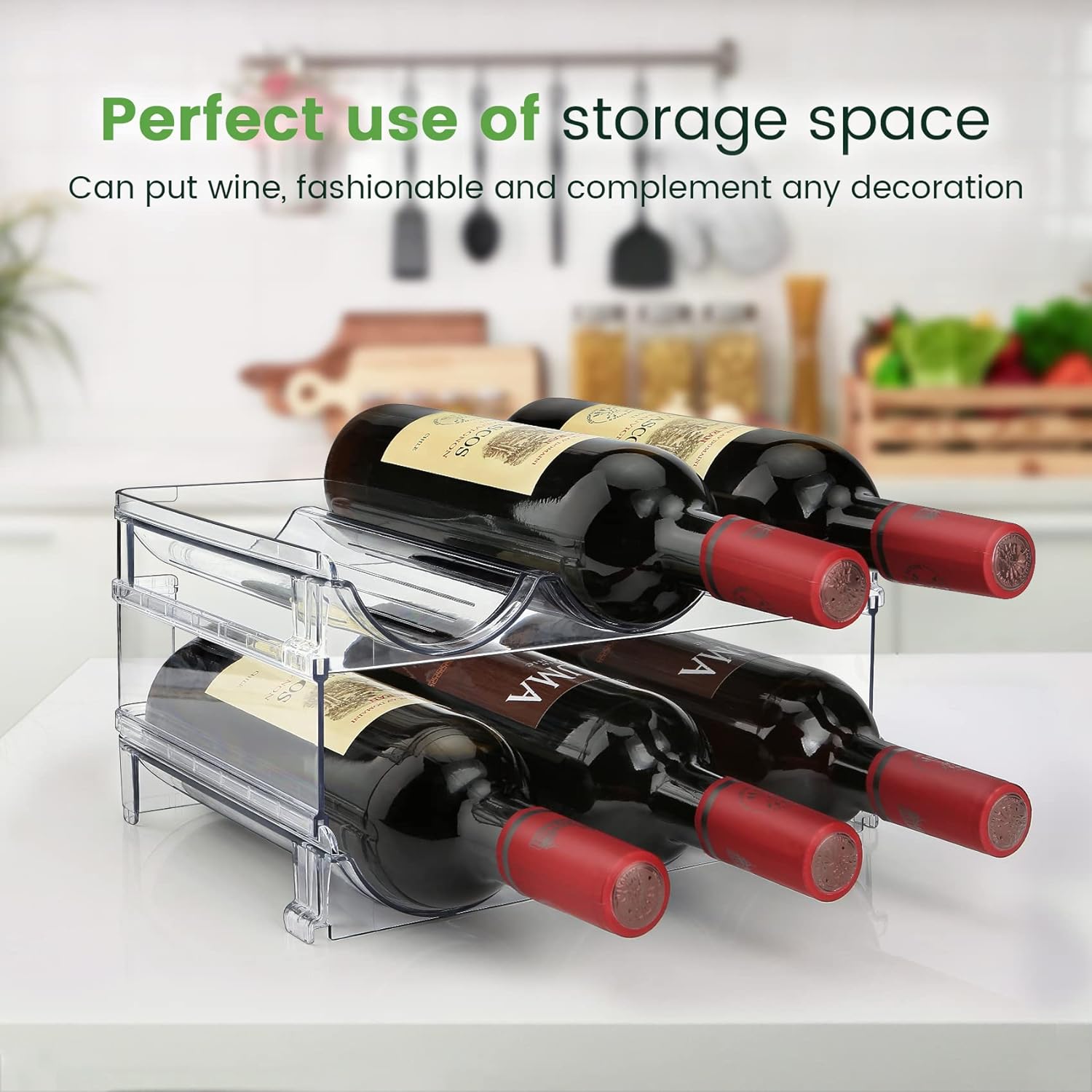 Effortlessly Organize Your Water Bottles with Our Stackable 2-Pack Water Bottle Storage Rack - Perfect for Cabinets and Refrigerators!
