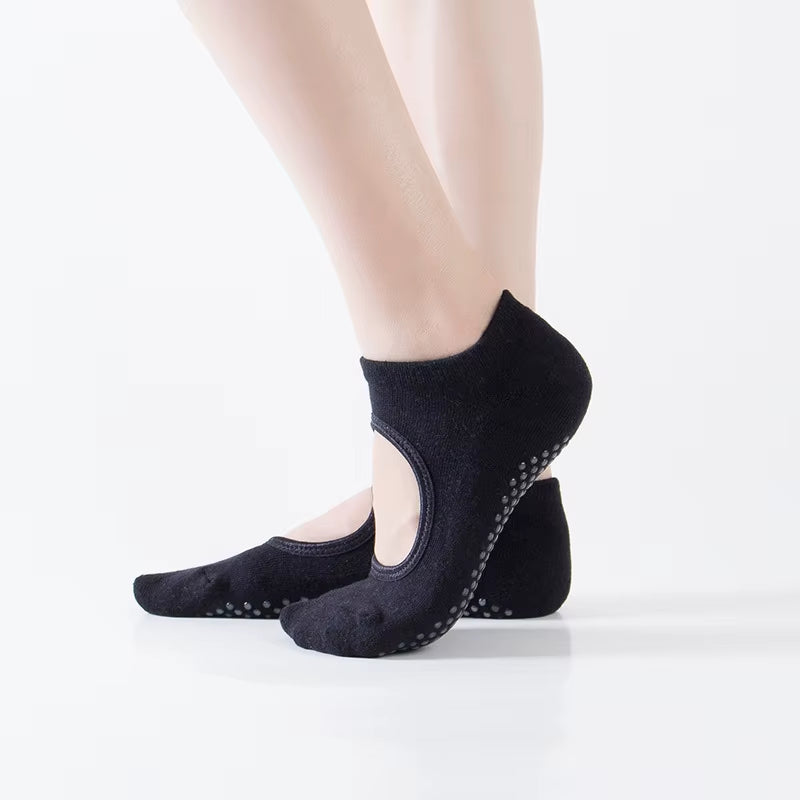 Backless Non-Slip Fitness Pilates Socks Cotton Women Sport Yoga Socks Ballet Dance Slippers Barefoot Sock Workout for Gym