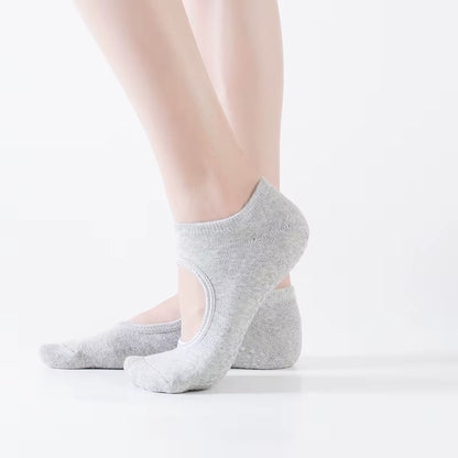 Backless Non-Slip Fitness Pilates Socks Cotton Women Sport Yoga Socks Ballet Dance Slippers Barefoot Sock Workout for Gym